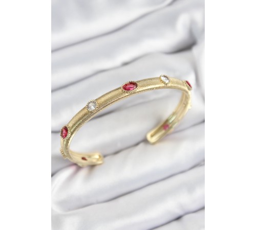 Pirinç Renkli Zirkon Taşlı Vintage Model Gold Renk Kadın Kelepçe Pirinç Renkli Zirkon Taşlı Vintage Model Gold Renk Kadın Kelepçe