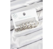 316L Çelik Halka Model Gümüş Renk 3'lü Set Kadın Küpe