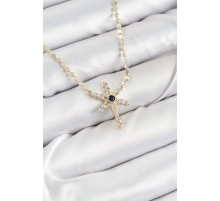 Pirinç Zirkon Taşlı Kutup Yıldızı Model Ezme Zincir Gold Renk Kadın Kolye