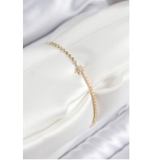 Pirinç Zirkon Taşlı Kutup Yıldızı Model Ezme Zincir Gold Renk Kadın Bileklik