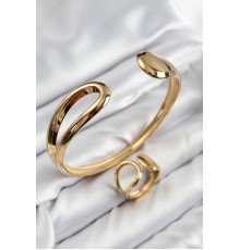 Pirinç Ayrık Model Gold Renk Bileklik Yüzük Set