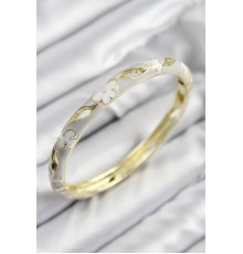 Mineli Pirinç Çiçek Motifli Gold Renk Kadın Kelepçe