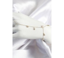 Pirinç Zirkon Taşlı Sallantılı Damla Model Gold Renk Kadın Şahmeran