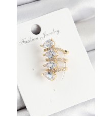 Pirinç Zirkon Taşlı Damla Model Gold Renk Sağ Kıkırdak Küpe