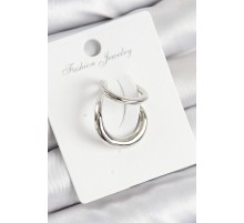 Pirinç Halka Model Gümüş Renk Sağ Kıkırdak Küpe