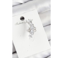 Pirinç Zirkon Taşlı Model Gümüş Renk Sağ Kıkırdak Küpe