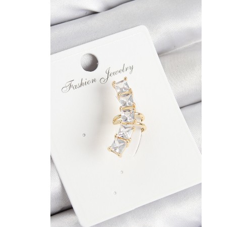 Pirinç Zirkon Taşlı Model Gold Renk Sağ Kıkırdak Küpe