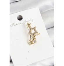 Pirinç Zirkon Taşlı Yıldız Model Gold Renk Sağ Kıkırdak Küpe