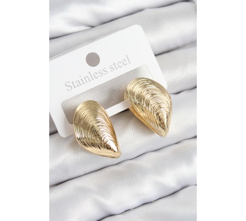 Pirinç İstiridye Model Gold Renk Kadın Küpe