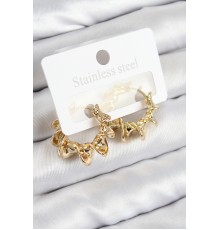 Pirinç Kıvrımlı Halka Model Gold Renk Kadın Küpe