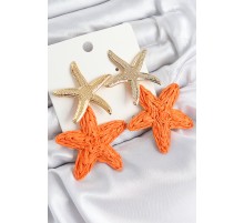 Pirinç Sallantılı Turuncu Deniz Yıldızı Model Gold Renk Hasır Küpe