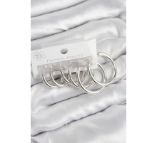 Pirinç Halka Model Gümüş Renk Kadın Set Küpe