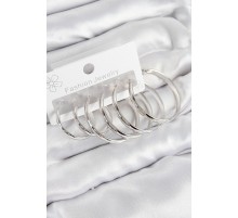 Pirinç Halka Model Gümüş Renk Kadın Set Küpe