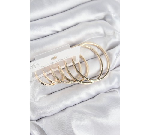 Pirinç Halka Model Gold Renk Kadın Set Küpe