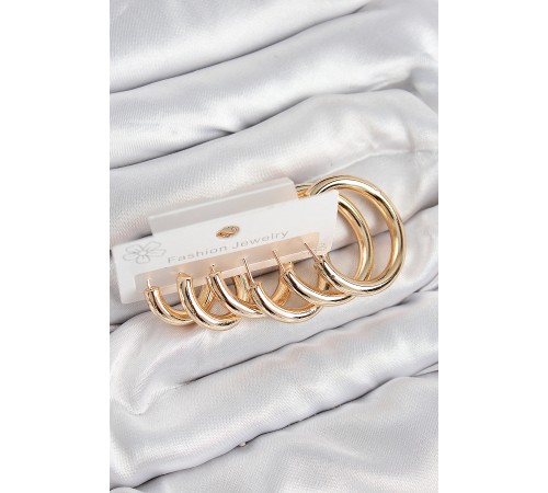 Pirinç Halka Model Gold Renk Kadın Set Küpe Pirinç Halka Model Gold Renk Kadın Set Küpe