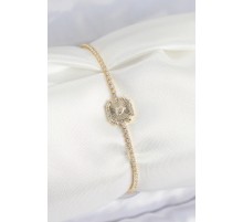 Pirinç Zirkon Taşlı Kare Model Gold Renk Kadın Bilekilk