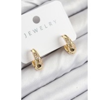 Pirinç Zirkon Taş Desenli Model Gold Renk Kadın Küpe