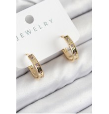 Pirinç Zirkon Taşlı Halka Model Gold Renk Kadın Küpe
