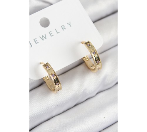 Pirinç Zirkon Taşlı Halka Model Gold Renk Kadın Küpe Pirinç Zirkon Taşlı Halka Model Gold Renk Kadın Küpe