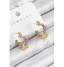 Pirinç Renkli Papatya Model Gold Renk Kadın Küpe