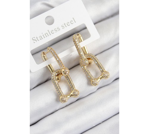 Pirinç Zirkon Taşlı Tifany Model Gold Renk Kadın Küpe Pirinç Zirkon Taşlı Tifany Model Gold Renk Kadın Küpe