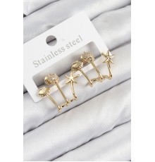 Pirinç Zirkon Taşlı Deniz Yıldızı ve İstiridye Model Gold Renk Kadın Küpe