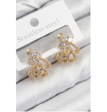 Pirinç Zirkon Taşlı Model Gold Renk Kadın Küpe