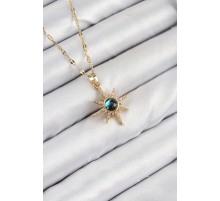 316L Çelik Zirkon Taşlı Kutup Yıldızı Model Gold Renk Kadın Kolye