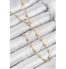 Pirinç Zirkon Taşlı Yıldız Model Gold Renk Y Kolye