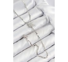 Pirinç Zirkon Taşlı Ezme Zincirli Kutup Yıldızı Model Gümüş Renk Y Kolye