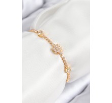 Pirinç Zirkon Taşlı Kar Tanesi Model Gold Renk Asansörlü Kadın Bileklik