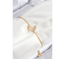 Pirinç Zirkon Taşlı Kelebek Model Gold Renk Asansörlü Kadın Bileklik