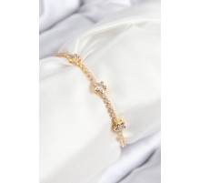 Pirinç Zirkon Taşlı Yıldız Model Gold Renk Asansörlü Kadın Bileklik