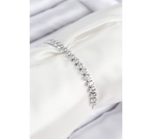 Pirinç Zirkon Taşlı Damla Model Gümüş Renk Asansörlü Kadın Bileklik