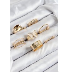 Pirinç Kelebek Model Gold Renk Kadın Yüzük Kombin Set