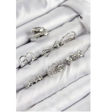Pirinç Zirkon Taşlı Fiyonk Ve Kalp Model Gold Renk Kadın Yüzük Kombin Set