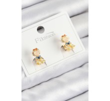 Pirinç Zirkon Taşlı Pamuk Prenses Model Gold Renk Çocuk Küpe