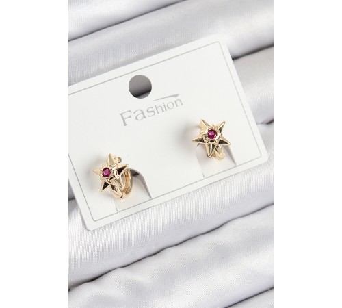 Pirinç Zirkon Taşlı Yıldız Model Gold Renk Çocuk Küpe