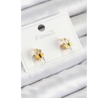 Pirinç Zirkon Taşlı Arı Model Gold Renk Çocuk Küpe