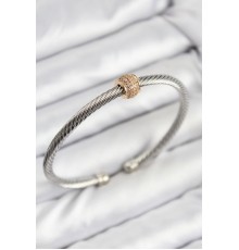 316L Çelik Zirkon Taşlı Burma Model Gold Ve Gümüş Renk Kadın Bileklik