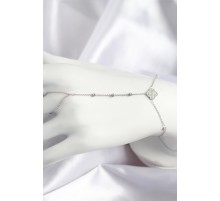 Pirinç Zirkon Taşlı Yonca Model Gümüş Renk Şahmeran