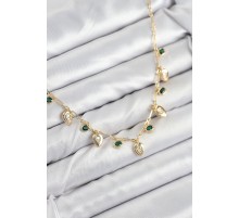 Pirinç Zirkon Taşlı Sallantılı Damla Model Gold Renk Kadın Kolye