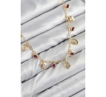 Pirinç Zirkon Taşlı Sallantılı Damla Model Gold Renk Kadın Kolye