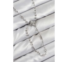 Pirinç Zirkon Taşlı Yonca Model Gümüş Renk Kadın Y Kolye