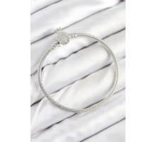 Pirinç Charm Zirkon Taşlı Taç Model Gümüş Renk Kadın Bileklik