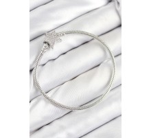 Pirinç Charm Zirkon Taşlı Yıldız Model Gümüş Renk Kadın Bileklik