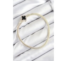 Pirinç Charm Zirkon Taşlı Yonca Model Gold Renk Kadın Bileklik