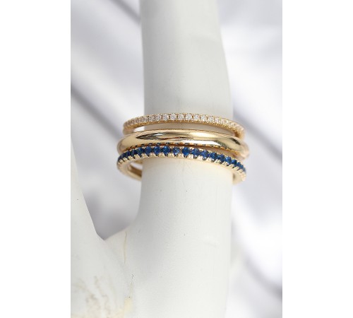 Pirinç Gold Renk Zirkon Taşlı 4'Lü Kadın Yüzük