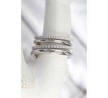 Pirinç Gümüş Renk Zirkon Taşlı 4'Lü Kadın Yüzük