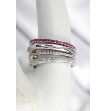 Pirinç Gümüş Renk Zirkon Taşlı 4'Lü Kadın Yüzük